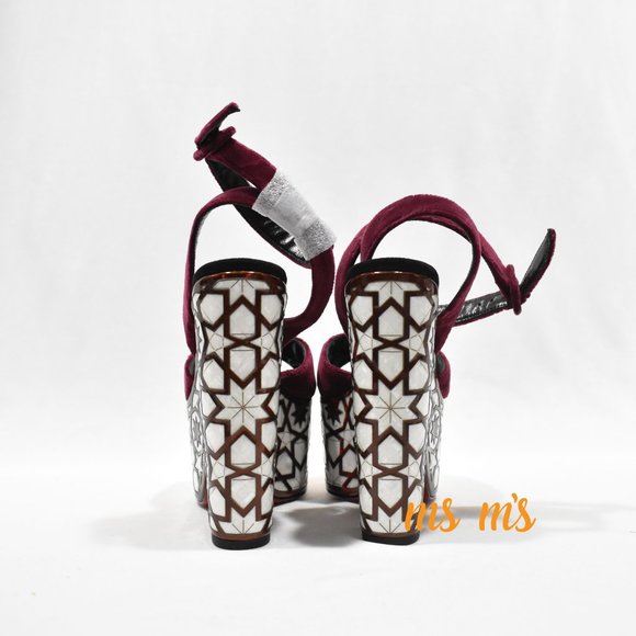 NIB CHRISTIAN LOUBOUTIN Velvet Platform Sandals Heels - Picture 7 of 9